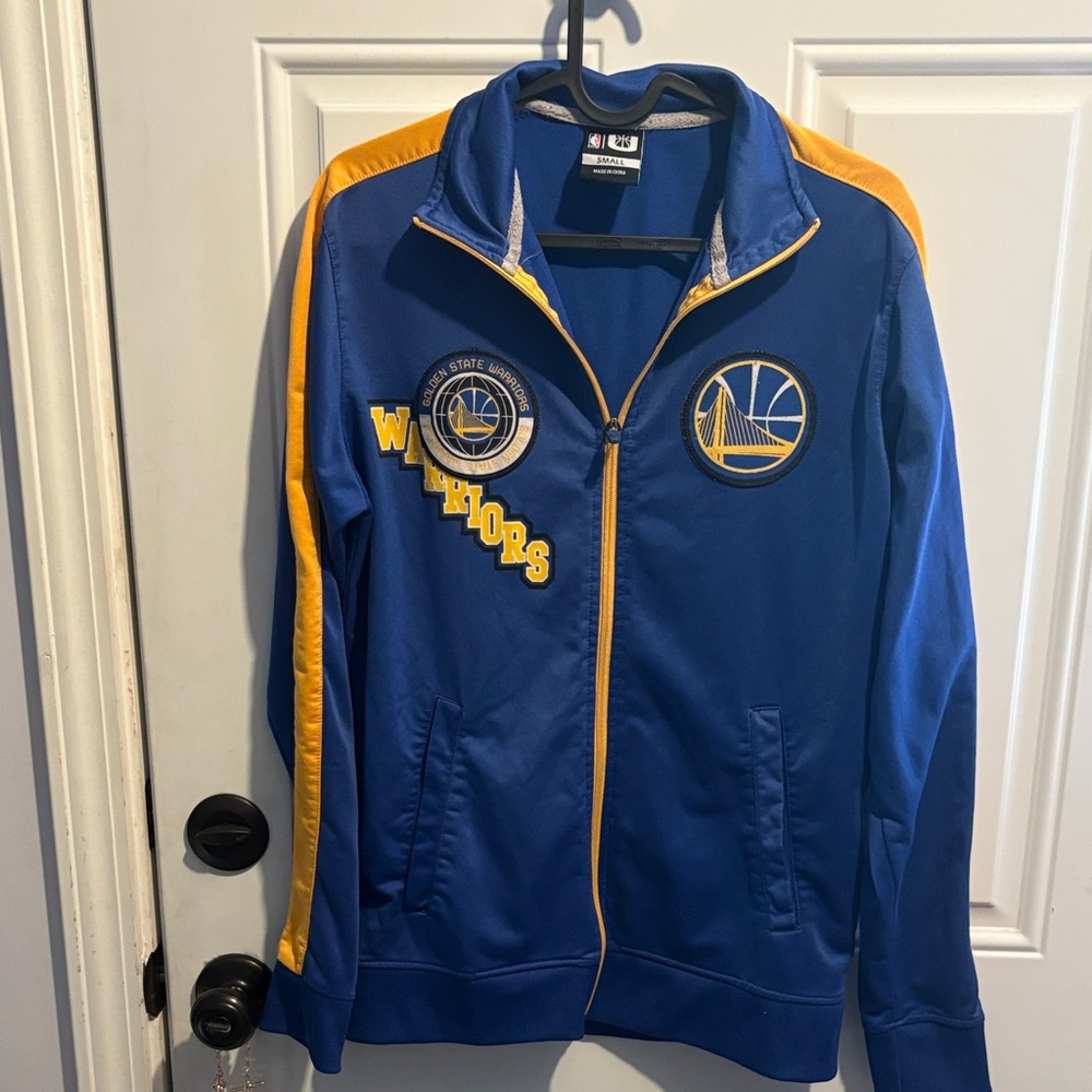 NBA Golden State Warriors Royal Blue and Gold Track Bomber Jacket